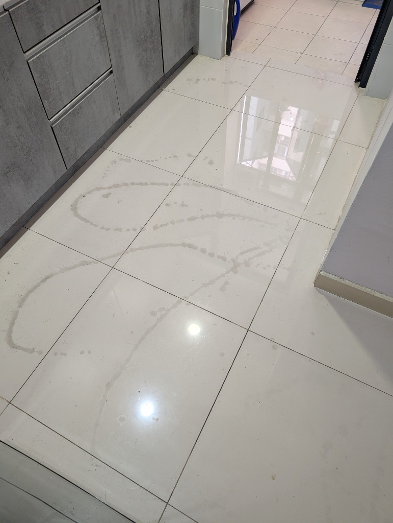 Tiles before restoration – stained floor